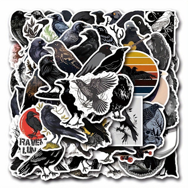Nye Modeller 55 stk Halloween Kråkeklistremerker - Vanntette Vinyl Dekaler For Laptoper, Vannflasker, Skateboards & Mer - Perfekt For Tenåringer & Voksne