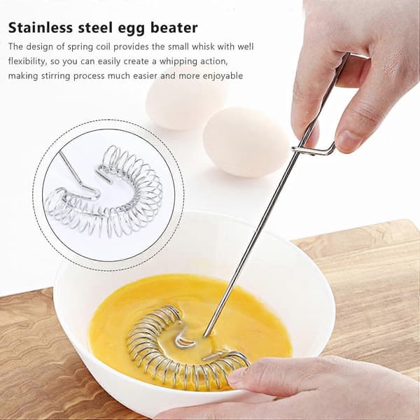 2 Stykker Visp Egg Liten Visp Pisk Rustfritt Stål Egg Visp Flat Fjærspole Visp Eggeskummer,