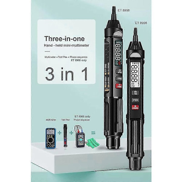ET8906 Digital 6000 Tællinger Intelligent Professionel Multimeter Sensor Pen Tester Strømmåler Berøringsfri Voltmeter