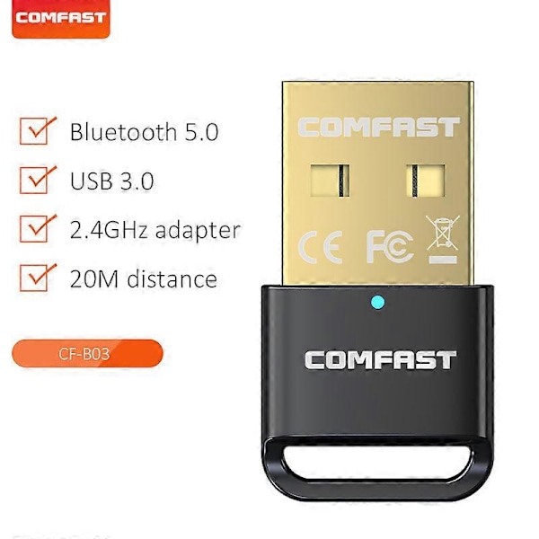 COMFAST USB Bluetooth-adapter 5.1 2.4GHz 3Mbps För Win10/11 PC Högtalare Trådlös Mus Musik Ljud Hörlurar Mottagare Sändare