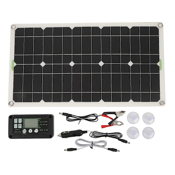 RV Solcellepanel 250W Mono Solcelle Batterilader Panel Dobbel USB-port for Automatisk Tenning Lading med 30A Kontroller