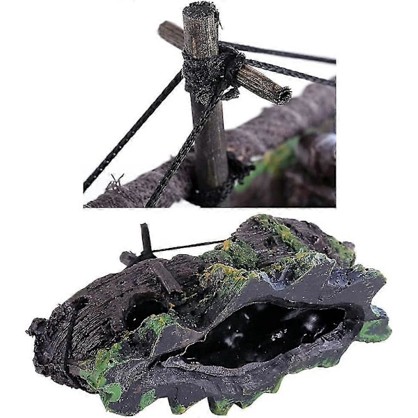 Pirat Skib Akvarium Landskabspleje Dekoration Ornamenter Simulation Skib Resin Skibsvrag Lille Net Båd (ShiKai)