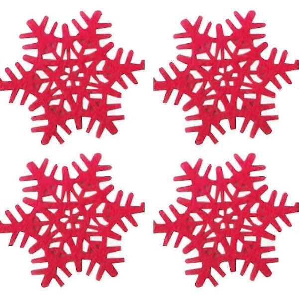 Jule Snowflake Design Brikker Filt Koppmatter Vin Te Kaffe Matter, Dekorasjon For Julebord Høytid