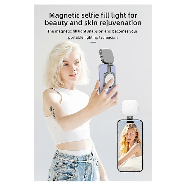 Magnetisk udfyldningslys til liveudsendelse, mobiltelefon ringlys, sort