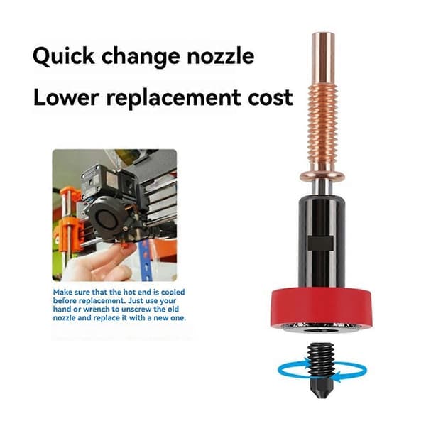 Härdat stålmunstycke 0,4 mm med högt flöde för Hotend Extruder