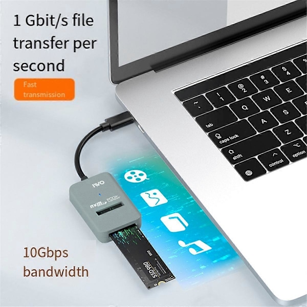 10Gbps M.2 NVME SSD-kapsling Typ-C M2 PCIE NVME SSD-adapter Verktygsfri Stödjer 2230/42/60/80/2