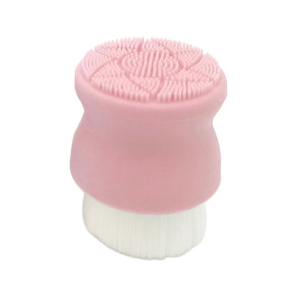 Manuell Ansiktsborste Mjuk Borst och Exfolierande Silikonkudde Rosa