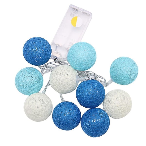 10led Rattan Ball String Light Fairy Dekorativ Lampe Til Jul Bryllupsfest Blue