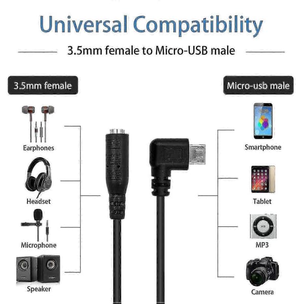 Micro USB - 3,5 mm:n liitäntäkaapeli