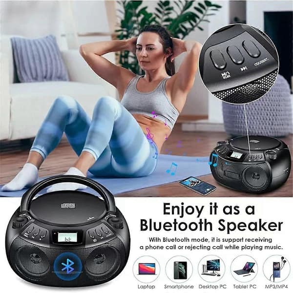 CD-spiller Multifunksjonell Bærbar Bluetooth CD-spiller Radio EU-plugg