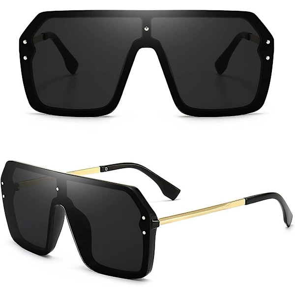 Oversized solbriller for kvinner, trendy, rammeløse solbriller i ett stykke med flat topp, store shades