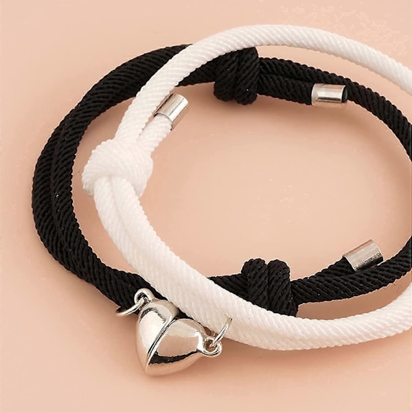UBIUO 2 st Magnetiska Pararmband för Kvinnor Män, Sol och Måne Attraktion Matchande Armband Kärleksgåvor till Pojkvän Flickvän Bästa Vän B#Svart