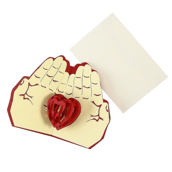 Uusi trendi 3d Up -onnittelukortit Rakkaus kädessä Käsintehty toive Kirigami Paperiaskartelu äitienpäiväksi (punainen)