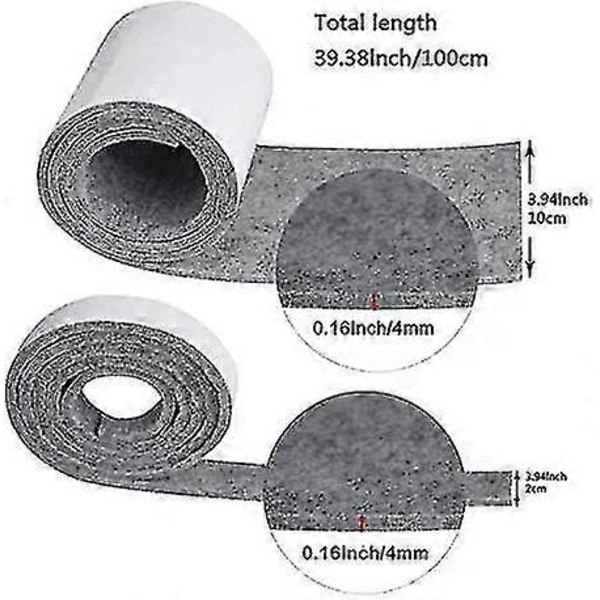 Självhäftande Filt Möbelskydd, Självhäftande Filt 2 Rullar 100 * 10cm + 100 * 2cm Fri att Skära Valfri Storlek eller Form Filt Halkskydd för Bord Stol Soffa Ben