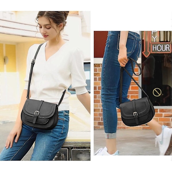 Crossbody-väska för damer, liten handväska dam crossbody, retro axelväskor svart