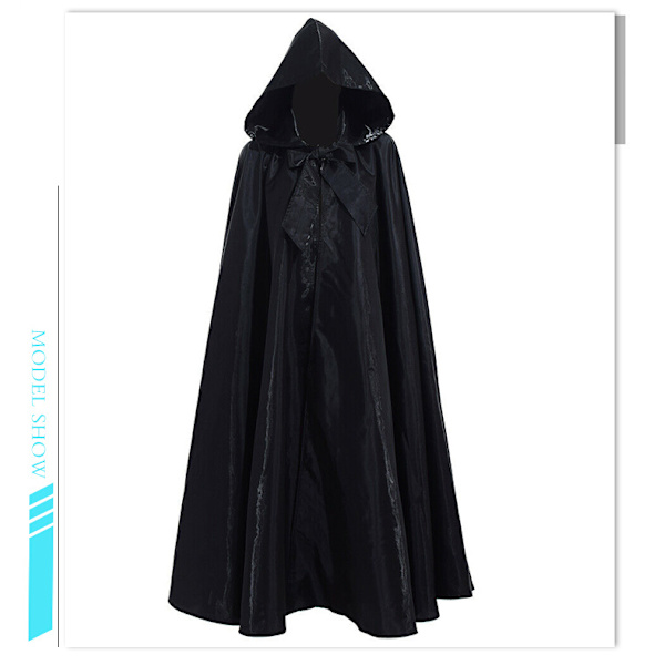 Halloween kostyme middelaldersk kappe kappe black M