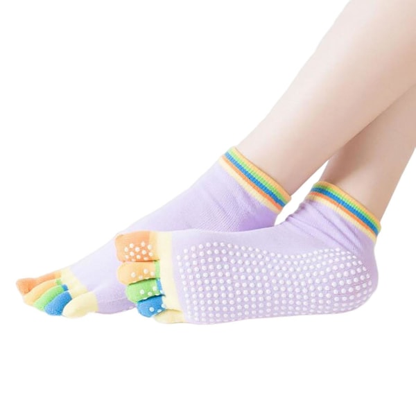 Damepustende sokker med delt tå Lady Fitness Danse Ballettsokker for sykling Gå og løp Light Purple Single Color