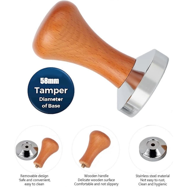 Kaffepresser i rustfrit stål, Espressopresser, 53 mm 304 rustfrit stål, Kaffepresser, Espressokaffe Presser KøkkentilbehørBemærk: Dataene er alle