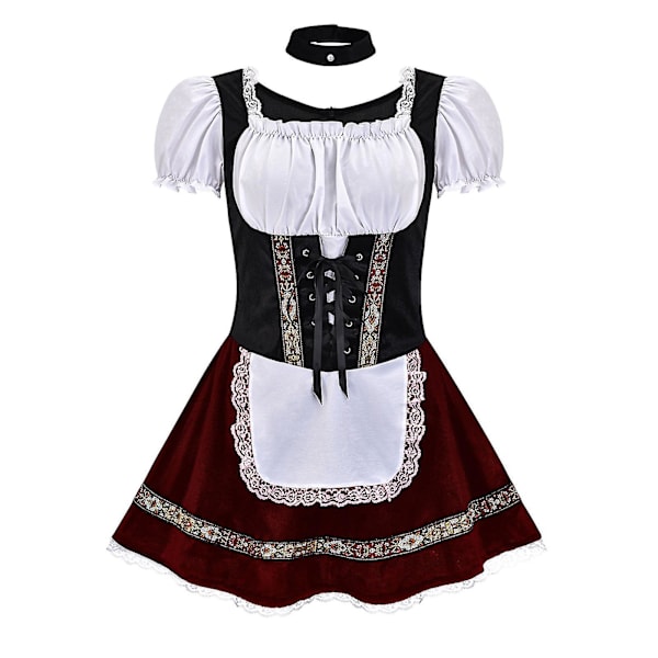 Rask levering 2023 Beste Oktoberfest-kostyme for kvinner Tysk bayersk Dirndl Ølpike Fancy Dress S - 4xl Purple  White 2XL