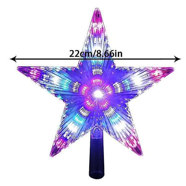 Christmas Tree Star Batteridrevet Led Star Tree Topper Flerfargede lys Star Topper Til julefest ferie innendørs Styles 1