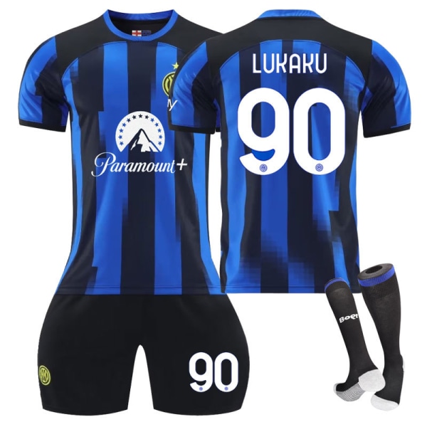 23-24 Inter Milan hjemme nr. 90 Lukaku trøje 10 Lautaro nr. 14 Pulisic fodbolddragt NO.90 LUKAKU 24