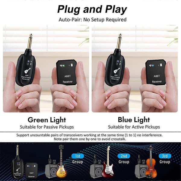 Ny A88T Trådløst Gitarsystem Elektrisk Gitar Pickup Audio