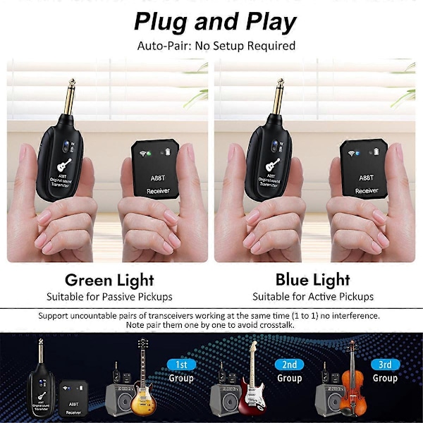 Nytt A88T Trådlöst Gitarrsystem Elektrisk Gitarr Pickup Audio