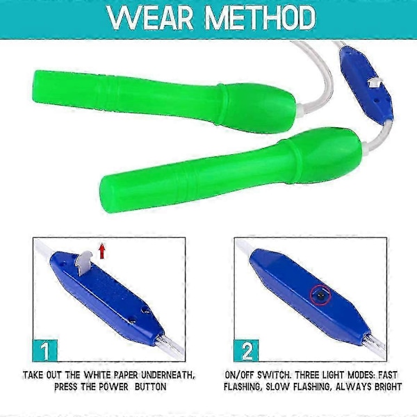 2-pack LED hopprep med justerbar längd och TRE ljuslägen - snabb hopprep för barn, ljusshower, träning