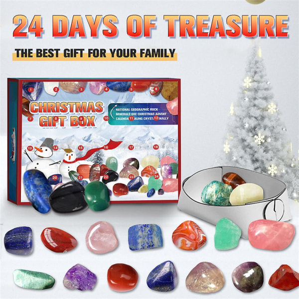 2023 jul 24 dagars nedräkning adventskalender Xmas Natural Healing Crystal Mineral Stone Blind Box Party Favors Present för barn