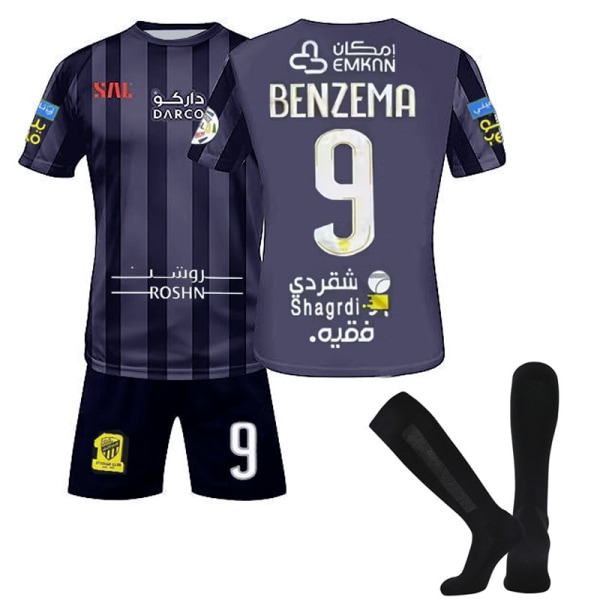 2023 Saudi League Jeddah United-trøye nr. 9 Benzema barnedress Jeddah hjemme og borte fotballdrakt away game 26