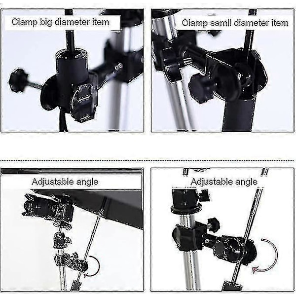 Metall Tripod Paraplyklämma Utomhuskamera Tripod Paraplyhållare Tripod Paraplyklämma Fototillbehör 1st svart