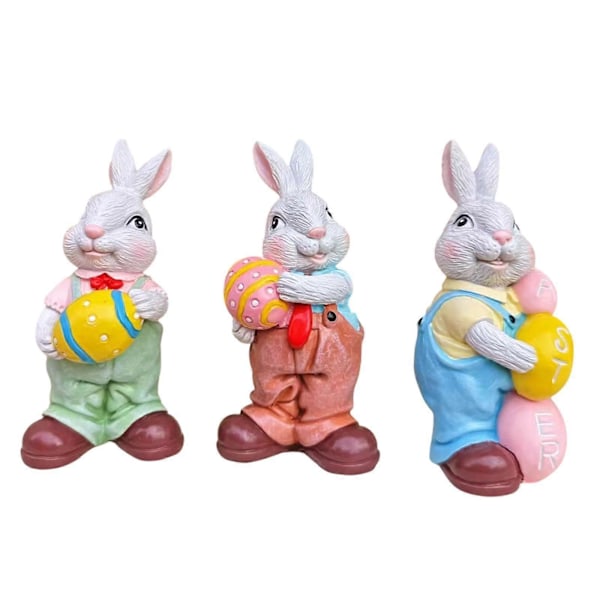 3 stk. Påskeharepynt Hare Egg Figur til Hjem Feehage Plen
