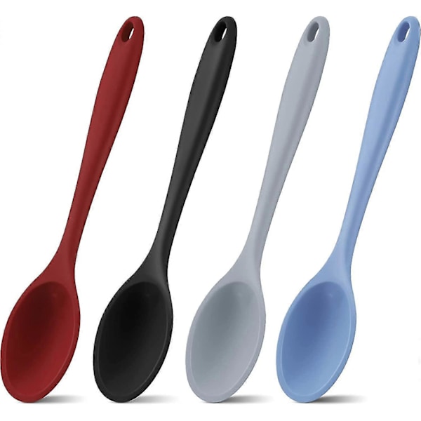 4 Stk. Store Silikone Røreskeer Varmebestandige Silikone Madlavningsskeer Serveringsskeer Nonstick Skeer