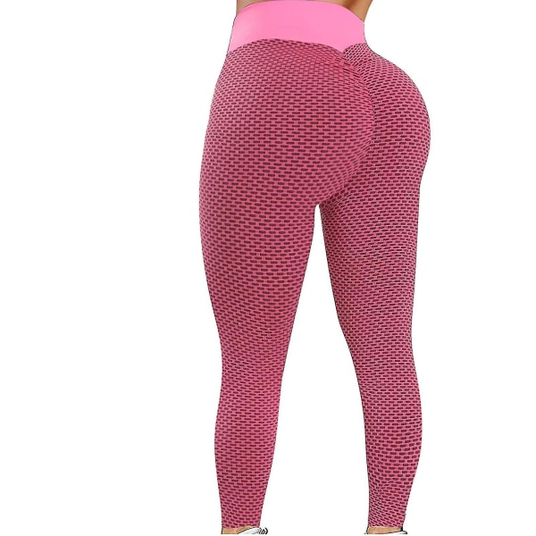 Tflycq Womens Stretch Yoga Leggings Fitness Løbe Gym Sport Aktive bukser i fuld længde Pink XL