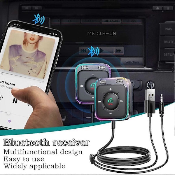 Bluetooth 5.3 AUX Autoadapteri Kaksoismikrofonit Melunvaimennuslähetin