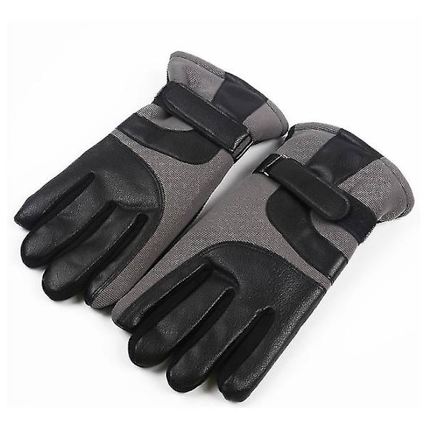 Ski Læderhandsker Herre Vinter Touch Screen Plus Velvet Tykke Køre Motorcykel Handsker Gray Shape2