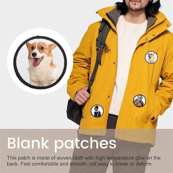 16 Stycken Sublimeringspatch Ämnen Kvalitets Tyg Stryk-på Cirkulär Blank Patch för Kläder, Hattar, Un