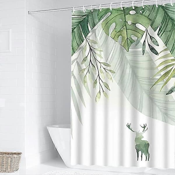 Duschdraperi, Duschdraperi med Gröna Blad, Maskintvättbara Duschdraperier i Polyester, Badrumsdraperi för Badkar eller Badrum