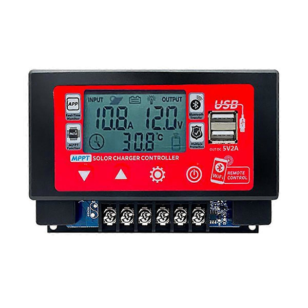 WIFI Bluetooth Solarladdningsregulator 30A MPPT-regulator med LCD-display Dubbel USB-stöd 12V/24