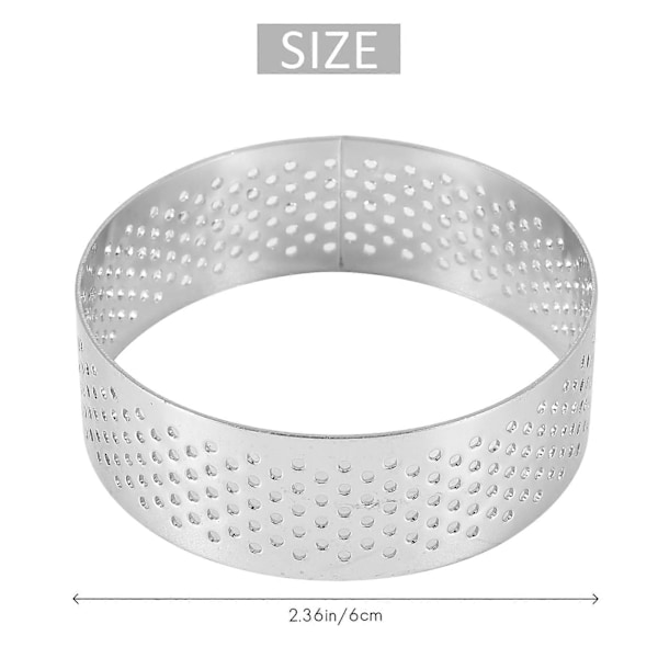 5 stk. 6 cm sirkulær tertering dessert rustfritt stål perforering fruktpai quiche kake mousse form Ki