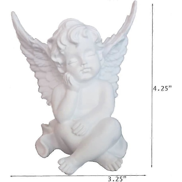 2 Resin Enkeli Kerubi Siivet Figuriini Koti Puutarha Patio Enkelipatsas Ulkoveistos Hylly Keräilyfiguriini 4.25\" (a+b) (ShiKai)