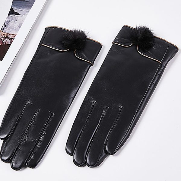 Evago Winter Warm Plys mænd og kvinders ægte lammeskindshandsker Fuld Palm Touchscreen B FOR WOMEN L