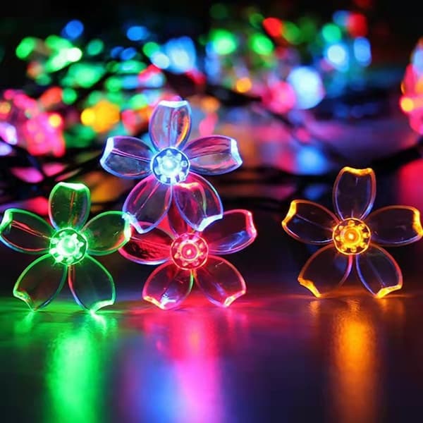 7M 50 LED Sakura Solcellelys Hage Feelykter