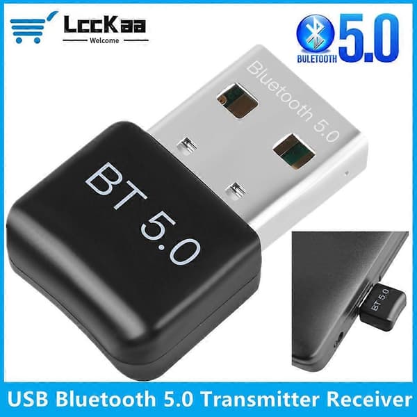 LccKaa USB Bluetooth Adapter 5.0 Bluetooth Mottaker USB Bluetooth 5.0 Dongle BT 5.0 Sender Adapter for PC Laptop Høyttaler