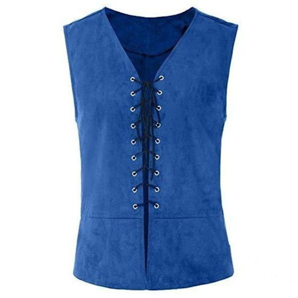 Middelalderrenessansevest, hoffherres snørevest, kostyme for scenespill blue XXL
