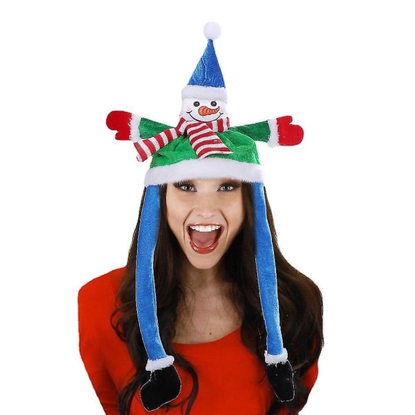 Merry Christmas Christmas Hat Gammel mand Snemand Bevæger sig Funny Hat Legetøj Feriefest Danseforestilling rekvisitter blue snow man