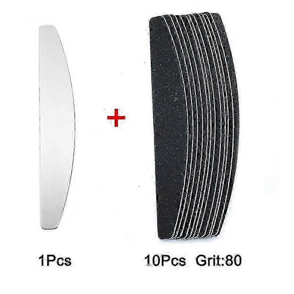 10 stk./parti Halvmåne Sandpapir 80 100 180 240 Polering Neglefil Udskiftning Tyk Sort Professionel Manicure Værktøj Buffer Filer
