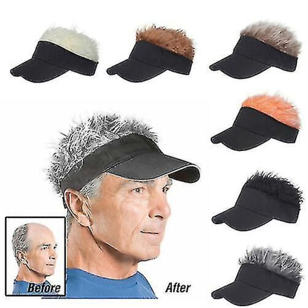 Golf Baseball Cap med falsk hår Cap Solvisir Morsomme Toupee hatter Herre Spiked Orange