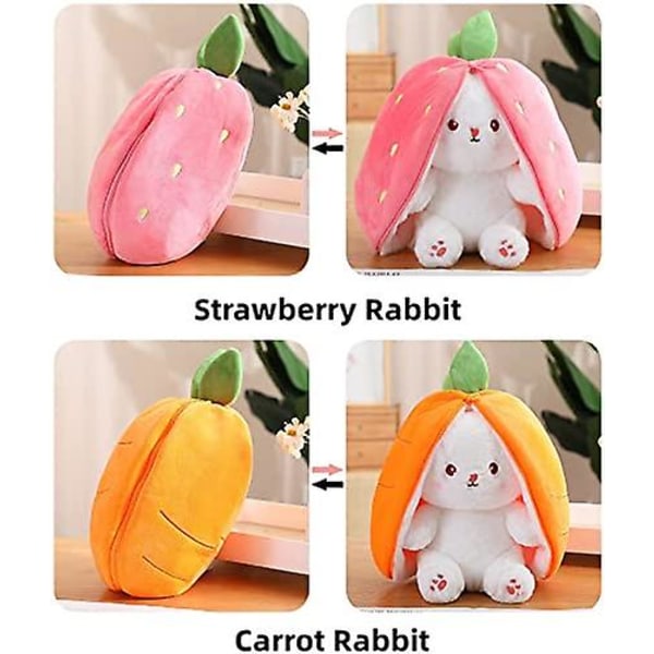 Jordbærkanin forvandlet til lille kanin Frugtdukke Plyslegetøj Gulerod Kanin Plysdukke Pige Børnefødselsdagsgave Strawberry Rabbit 18cm