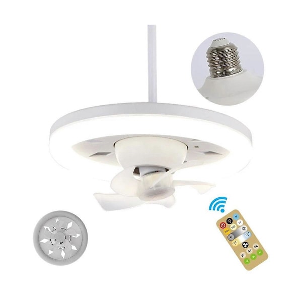 Loftventilator med lys 60W 3-hastighed køleventilator Loftslampe Fjernbetjening E27 Lampeholder Elektrisk ventilator